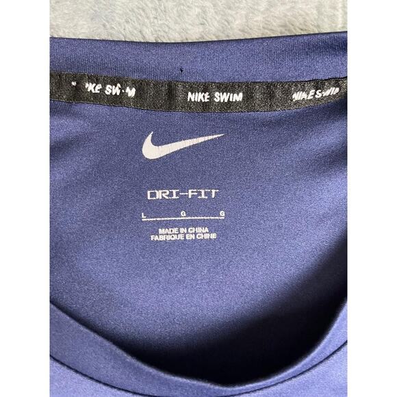 Nike Swim Men's Navy Blue Dri-Fit UPF 40+ Short Sleeve Shirt Size Large - Picture 3 of 11